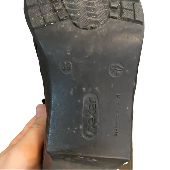 Rieker black genuine soft leather zipper round toe heeled shoes size 9 VGUC - Picture 9 of 9